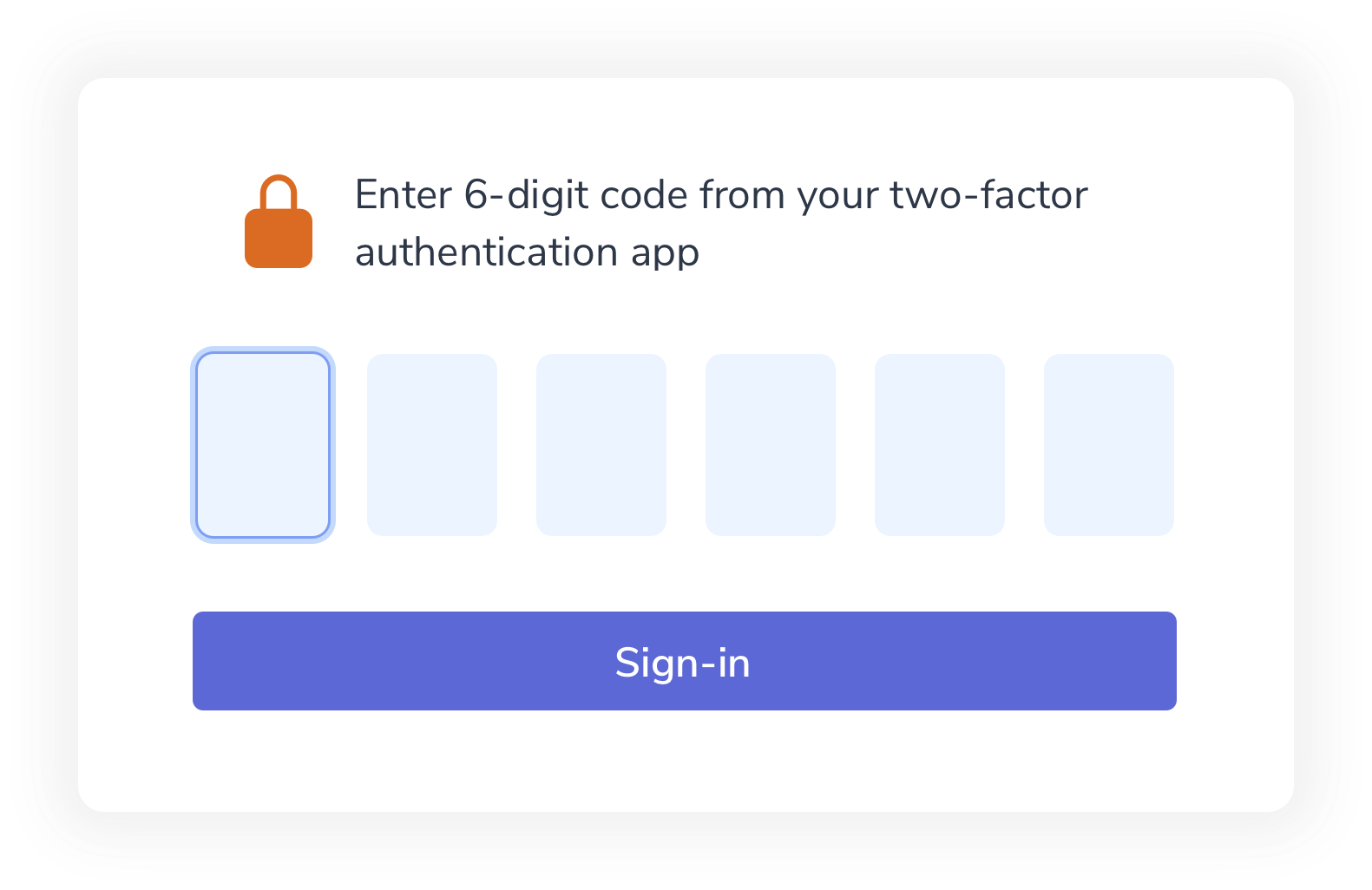 Two Factor authentication form input